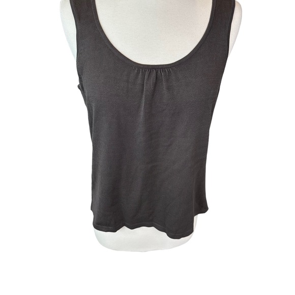 Talbots Mercerized Cotton Stretch Tank Top Womens Blouse Sleeveless Brown Large - Picture 3 of 10